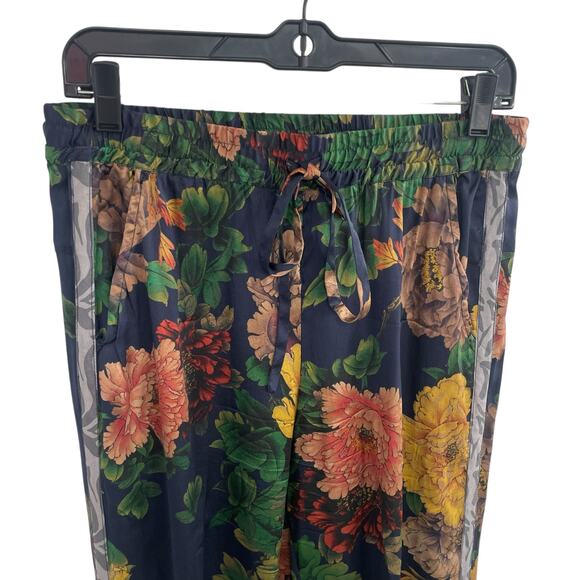 Johnny Was Silk Navy Multicolor Floral Print Jogger Pants Womens Size Small - Picture 3 of 7